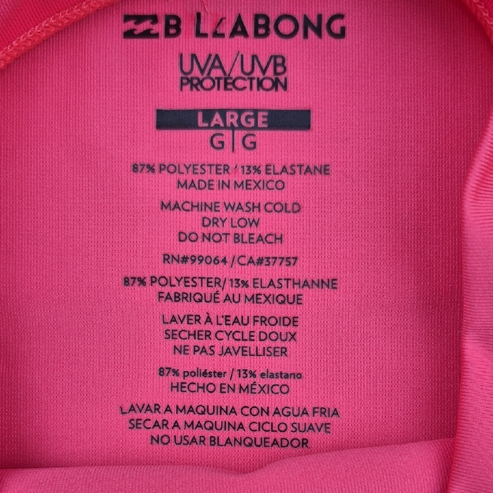 Billabong Pink Rash Guard - Picture 2 of 10
